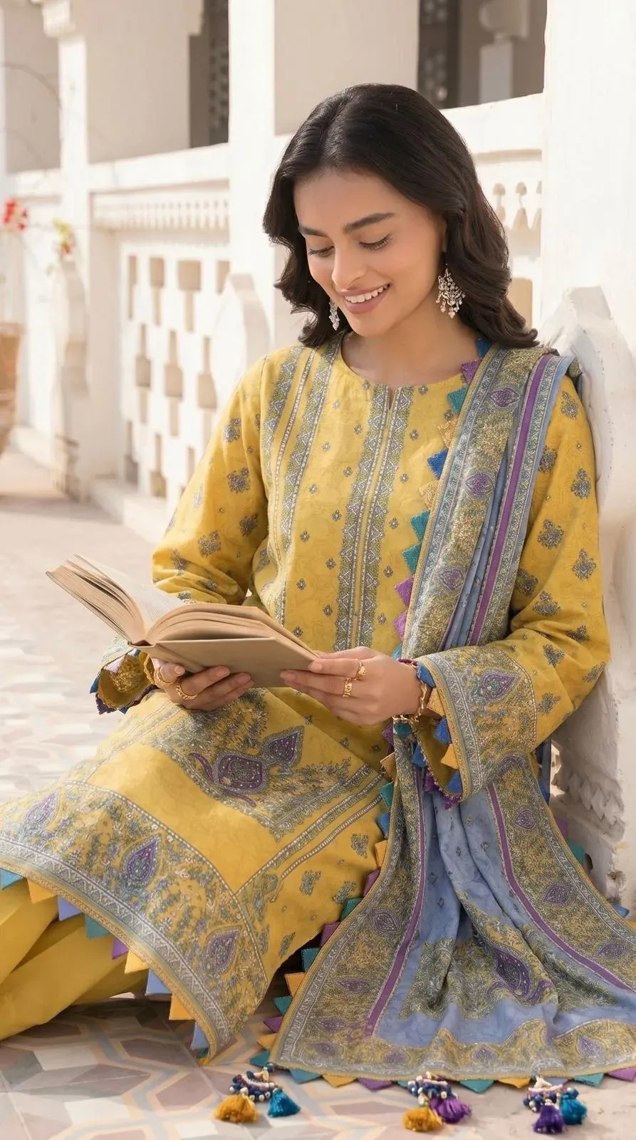 Yellow Printed Lawn 3-Piece Suit Set