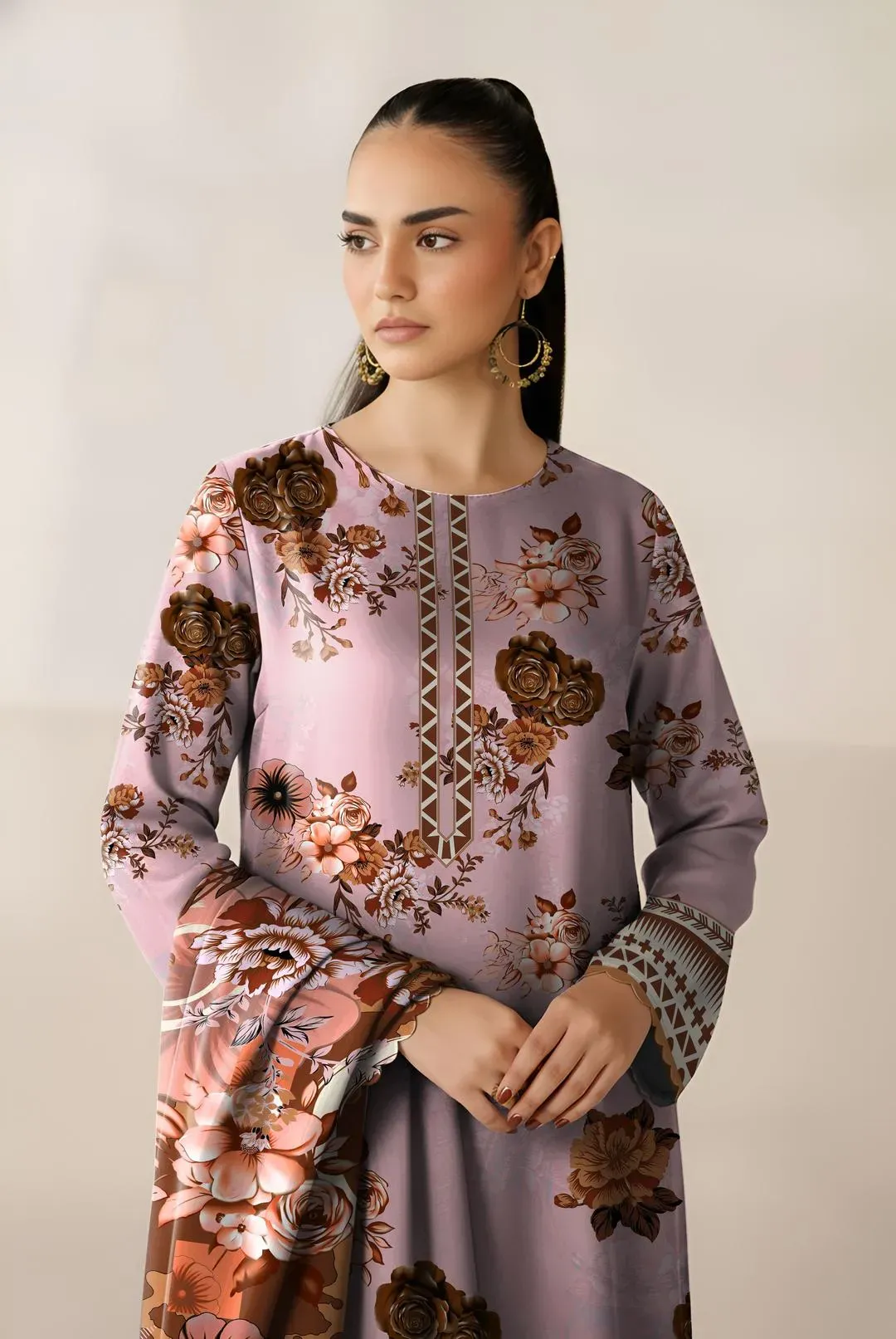 Pink Printed Lawn 3-Piece Shirt Dupatta Set