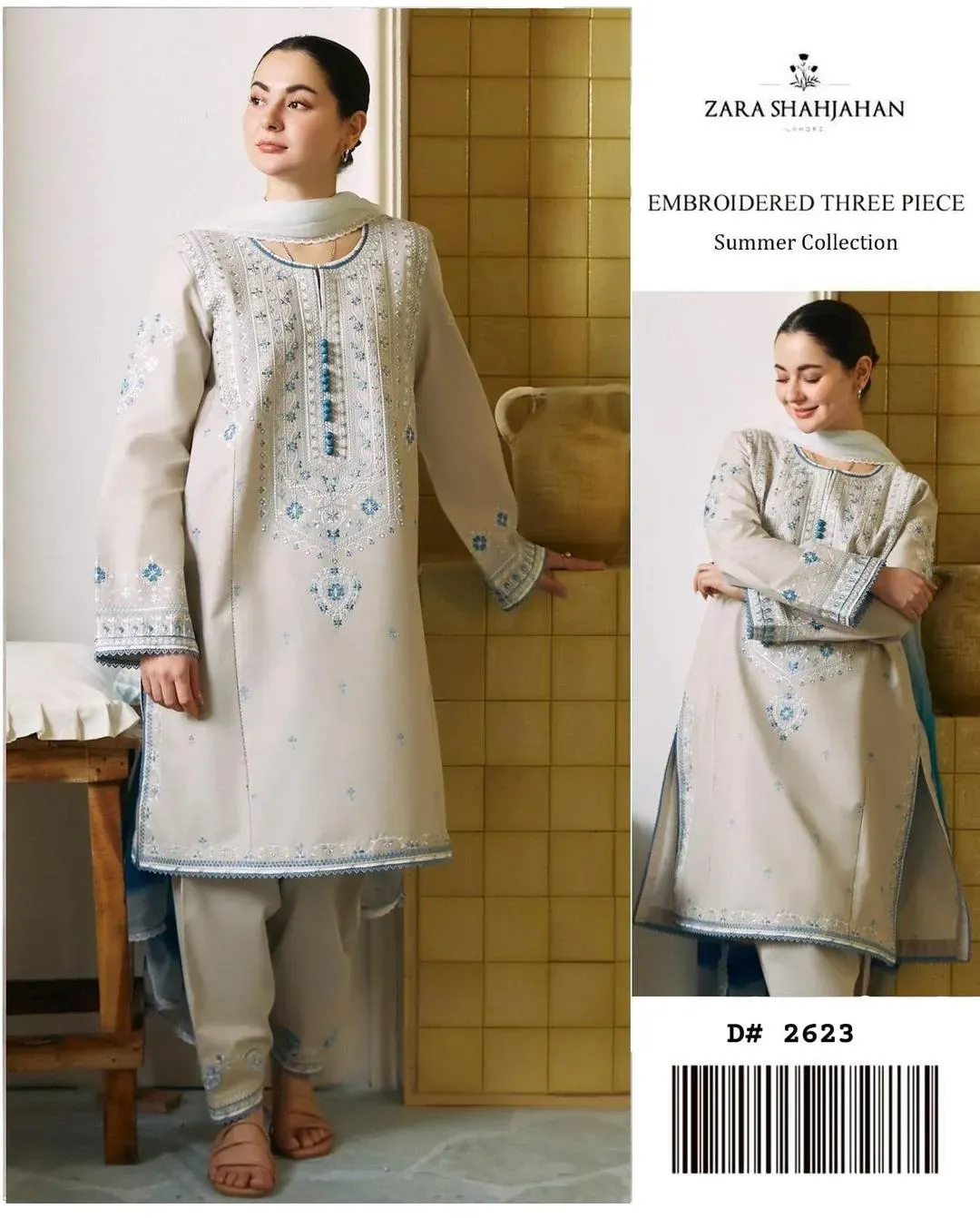 Zara Shahjan Embroidered Lawn Kurta Set Summer Collection