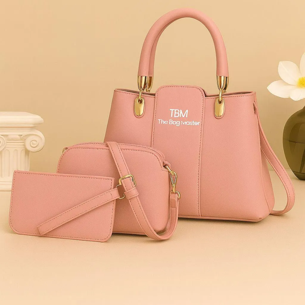 3-Piece Rexine Handbag Set for Women