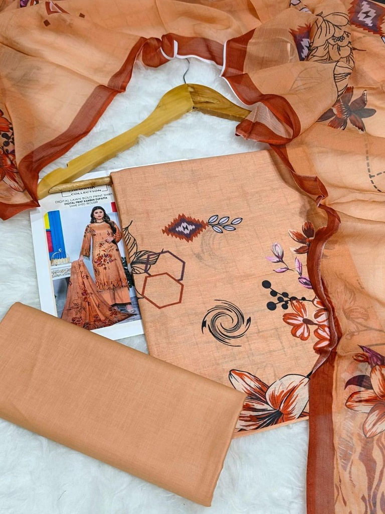 Unstitched 3-Piece Lawn Suit with Digital Print Dupatta