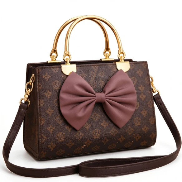 Stylish Bow Bag with Long Belt & Center Zipper