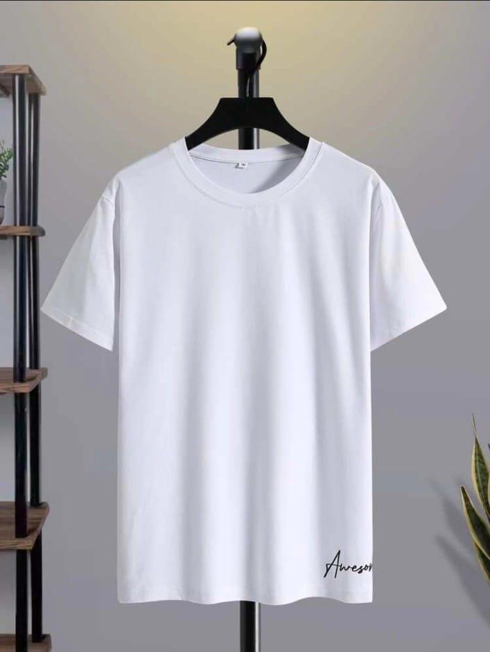 White Polyester Plain T-Shirt for Men, Small to XXL