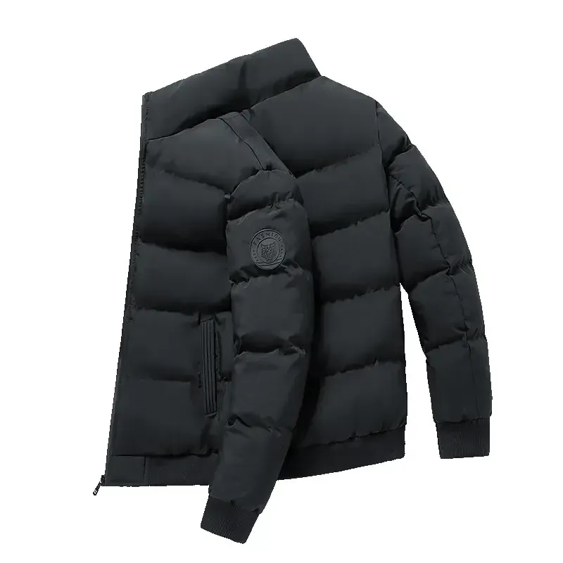 Red Vertical Collar Puffer Jacket for Men