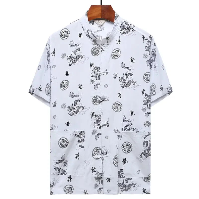 Chinese Style Printed Suits for Men Middle Age Elderly