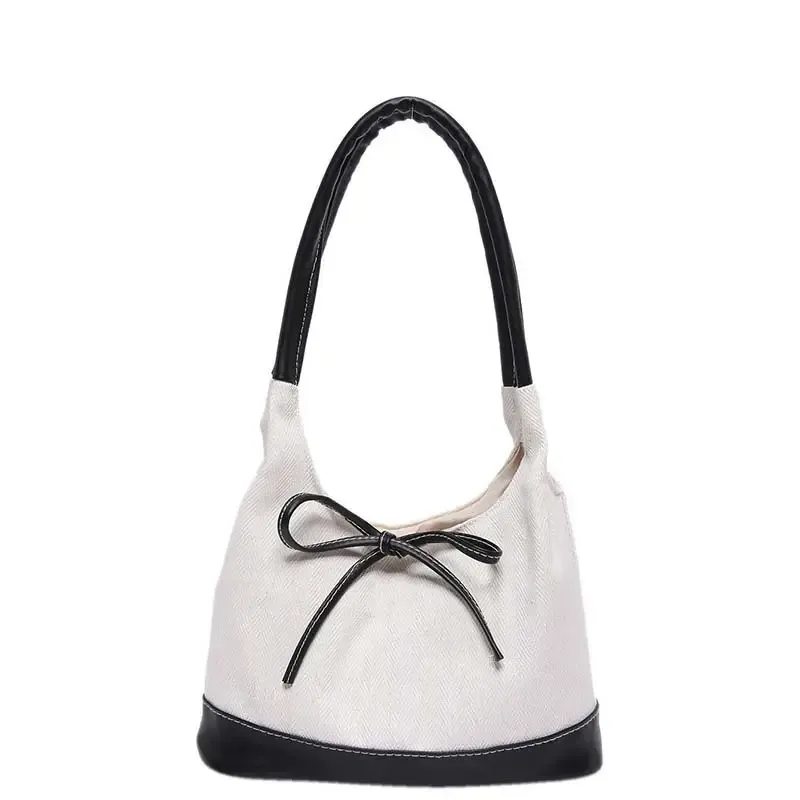 Korean Style White Black Bow Shoulder Bag