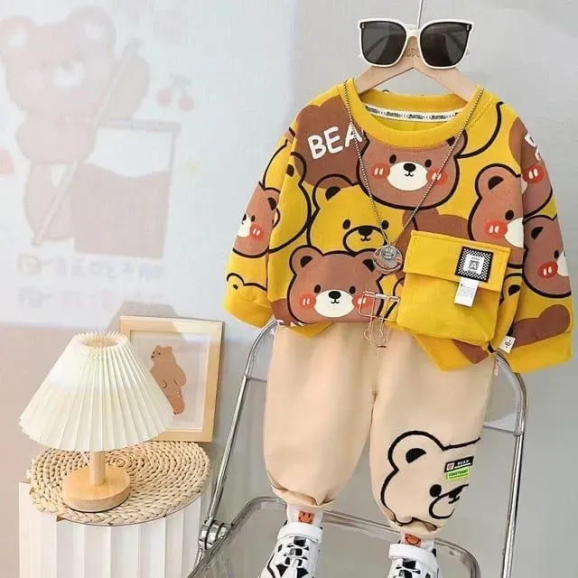 2 Pcs Boy's & Girl's Fleece Printed Track Suit