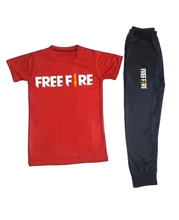 Kids Free Fire Printed 2-Piece Track Suit Red