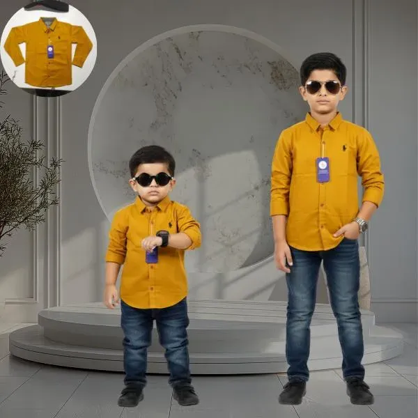 Mustard Cotton Casual Shirt for Boys 1-12 Years