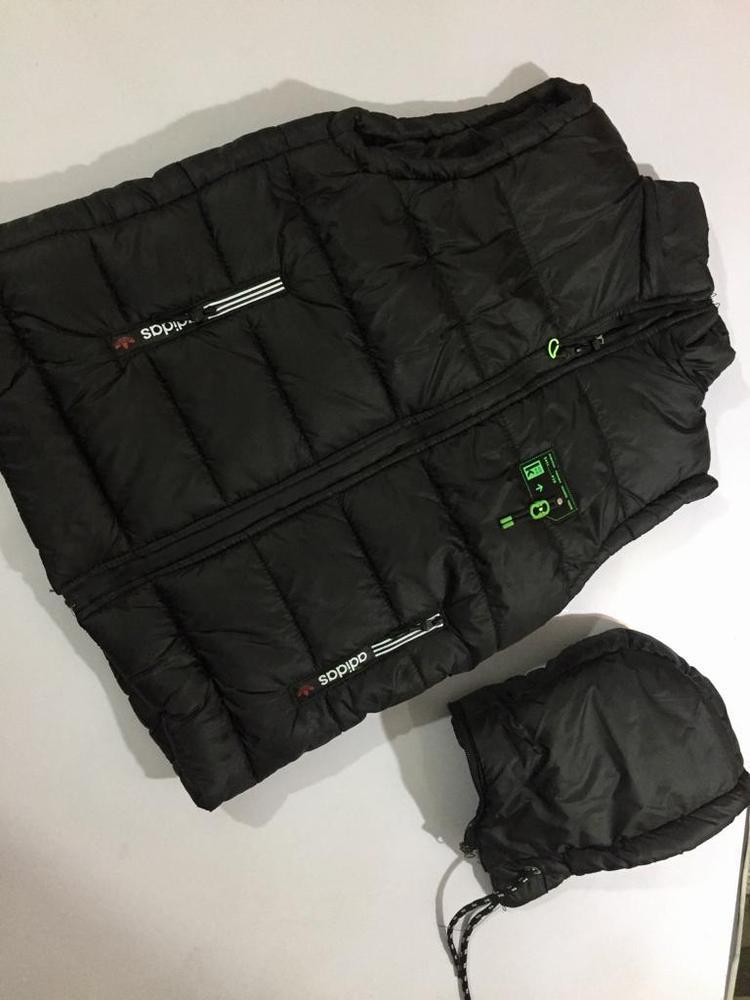 Men's Black Parachute Puffer Jacket with Hood Medium to XL