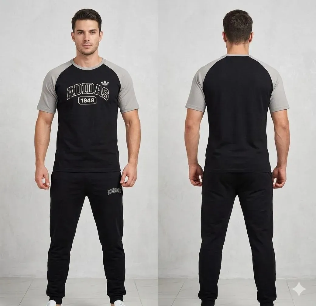 Men Black Hooded Track Suit 2Pcs XL to 2X-Large