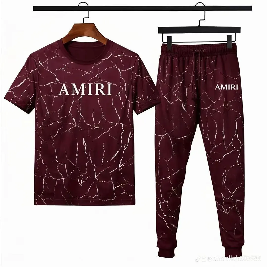 Maroon Marble Print Track Suit for Men AMIRT