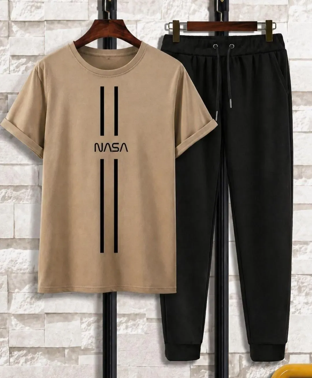 NASA Printed Track Suit Mustard Black