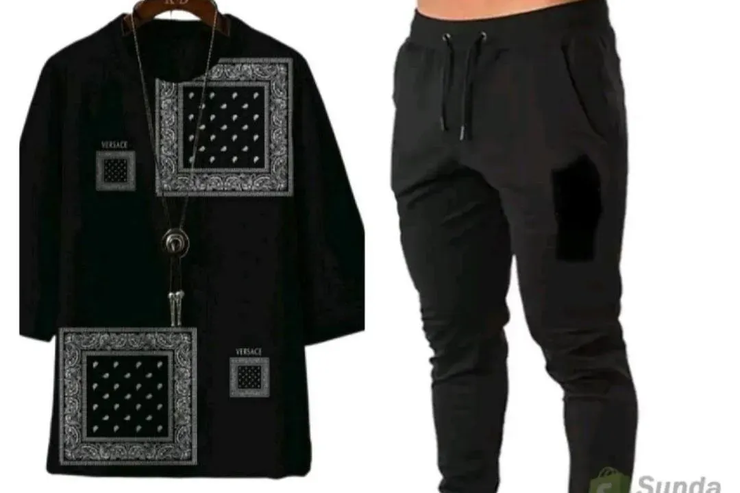 Black Printed Track Suit Micro Interlock