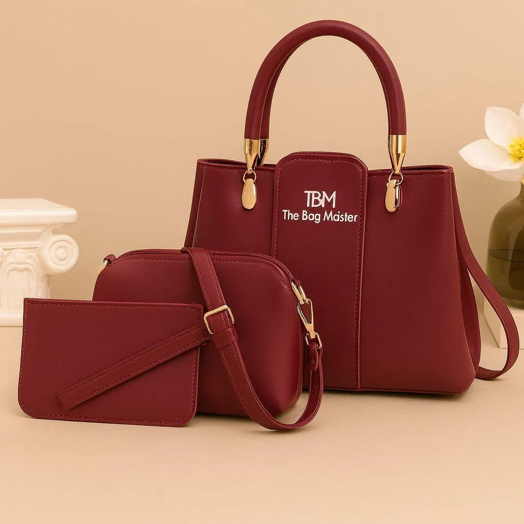 3-Piece Rexine Handbag Set for Women