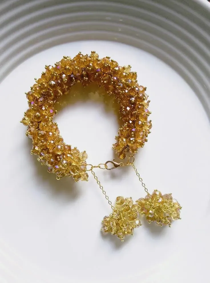 Adjustable Gajrey Crystal Bridal Bracelet for Women