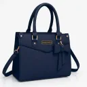 Grey Leather Shoulder Bag Large Size Women's Stylish