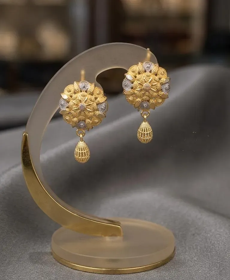 Golden Plated Earrings for Women, Unique Design, Easy Wear