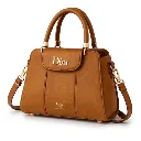 Mustard Leather Handbag with Detachable Strap for Women