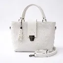 White Leather Shoulder Bag for Women