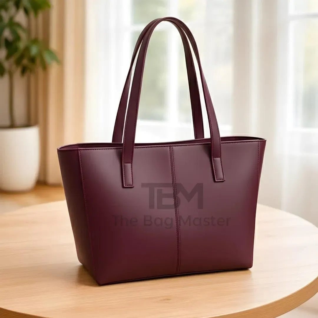 Maroon Rexine Tote Bag for Women Daily Use