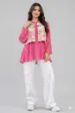 Women Western Floral Print Top & Pants Set Pink White